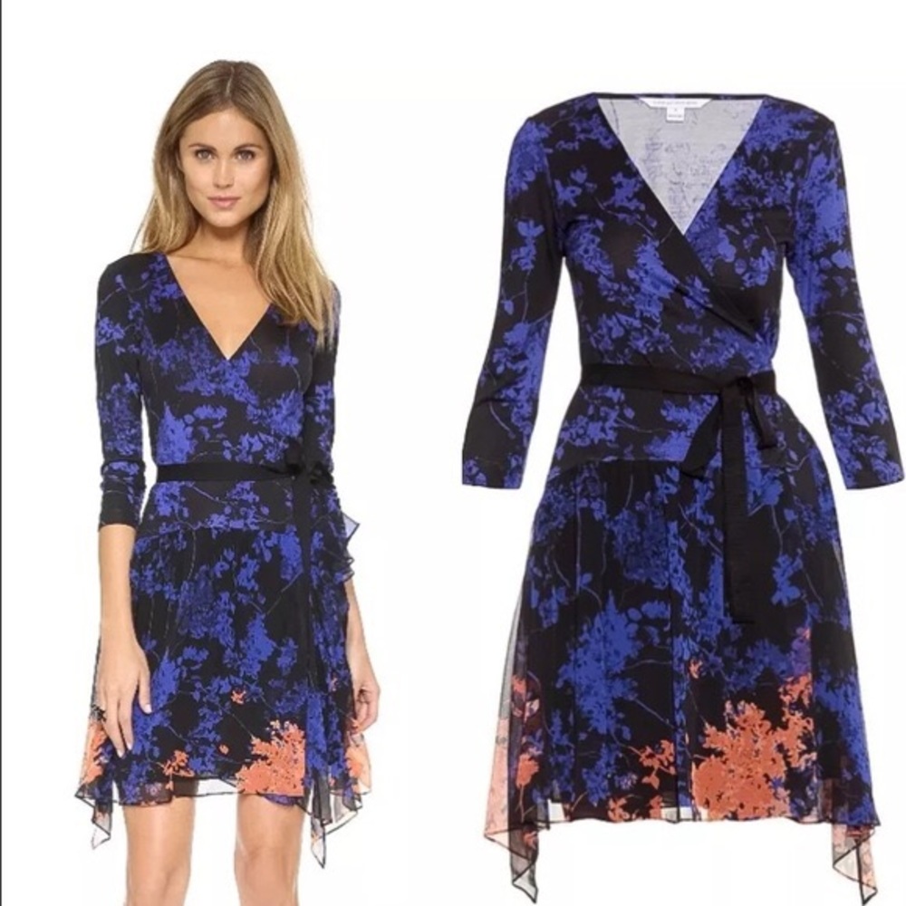 DVF Riviera Silk Chiffon Wrap Dress NWOT